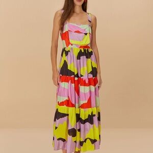 NWT Farm Rio Two Brothers Colorful Abstract Maxi Dress XS